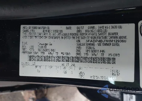 2017 Ford Fiesta Se из США, поврежденный, VIN 3FADP4BJ3HM129360